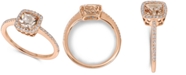 Macy's Morganite (3/4 ct. t.w.) & Diamond (1/5 ct. t.w.) Halo Ring in 14k Rose Gold
